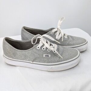 Vans‎ Authentic Silver Glitter Sneakers Size 7 Women's Sparkle Aesthetic